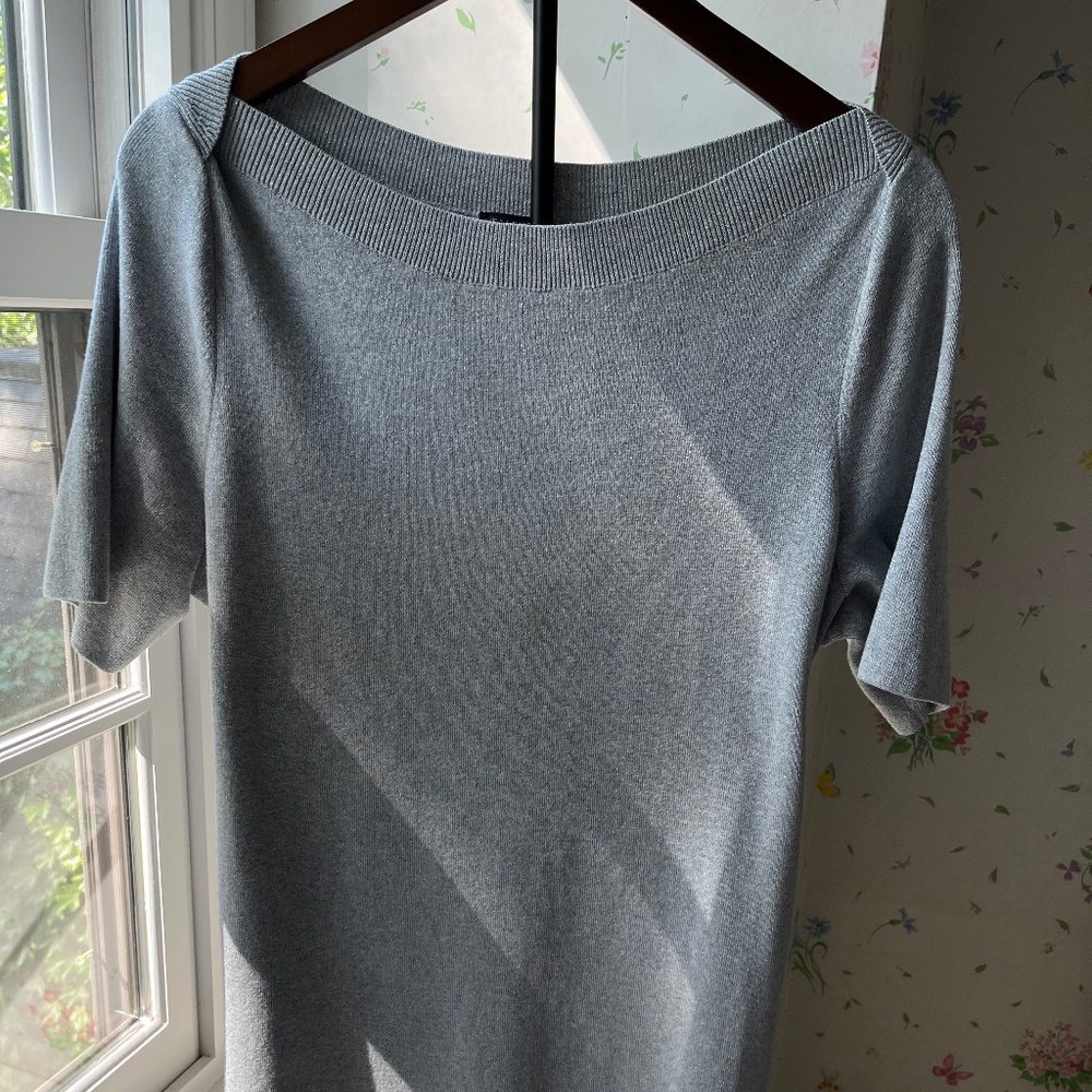 Talbots Silver Metallic Boat-Neck Shirt Sz 1X